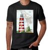 Hope Town Lighthouse Chartwork T-Shirt Korean Fashion Boys Whites Summer Tops Mens Workout Shirts