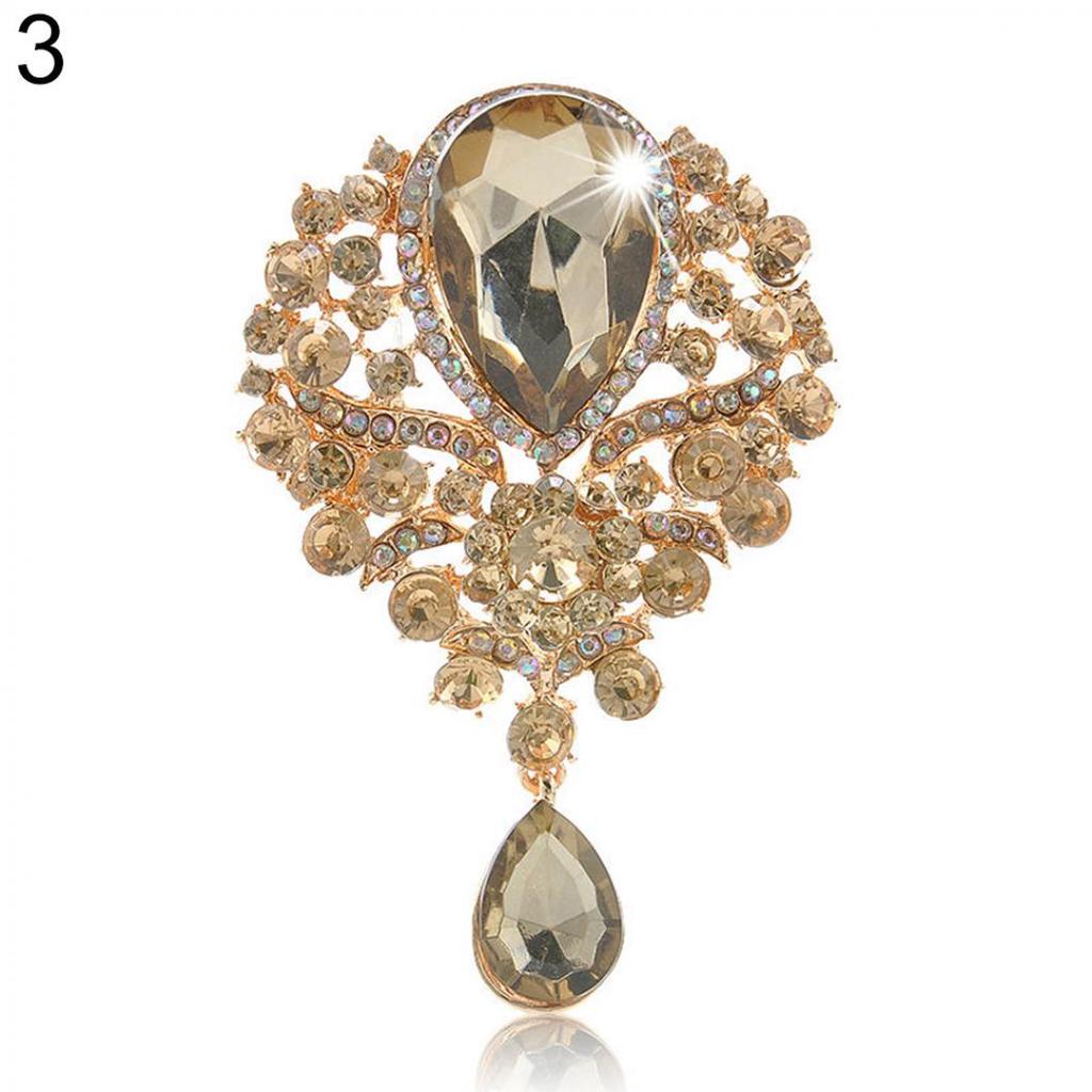 Lady Fashion Rhinestone Drop hängsmycke Brosch Pin Bröllop Smycken presentdekor