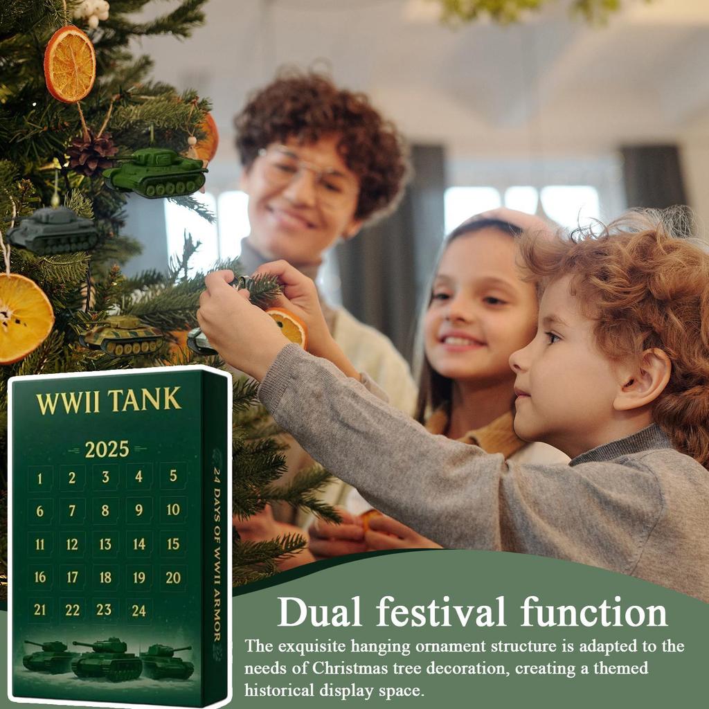 24 Days Christmas Countdown Calendar Christmas Tree Tank Model New Year Xmas Gift Advent Iconic Tank Ornament Calendar