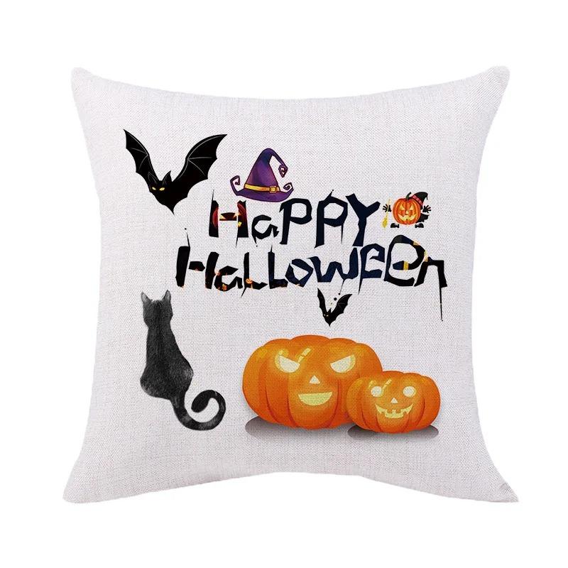 Halloween Theme Pillow Cover Car Office Living Room Sofa Halloween Pumpkin Lantern Decoration Pillow Cover