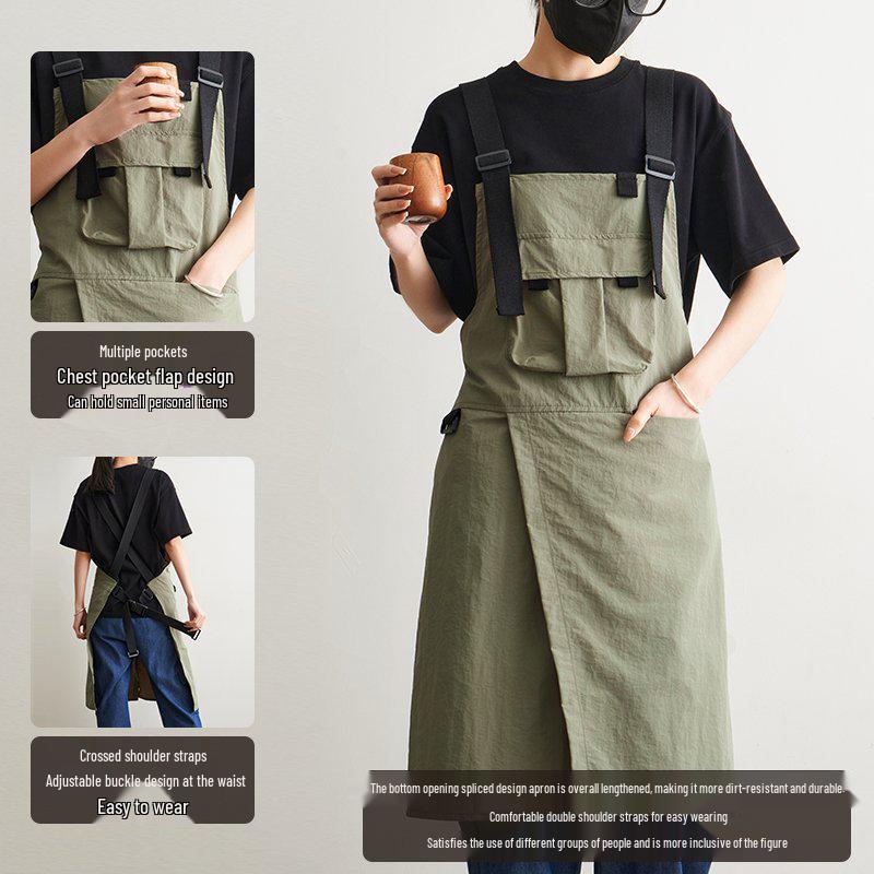 Korean Fashion Apron for Women and Men: Ideal for Baristas, Bubble Tea Shops, Barber Shops, Nail Salons, and Restaurants