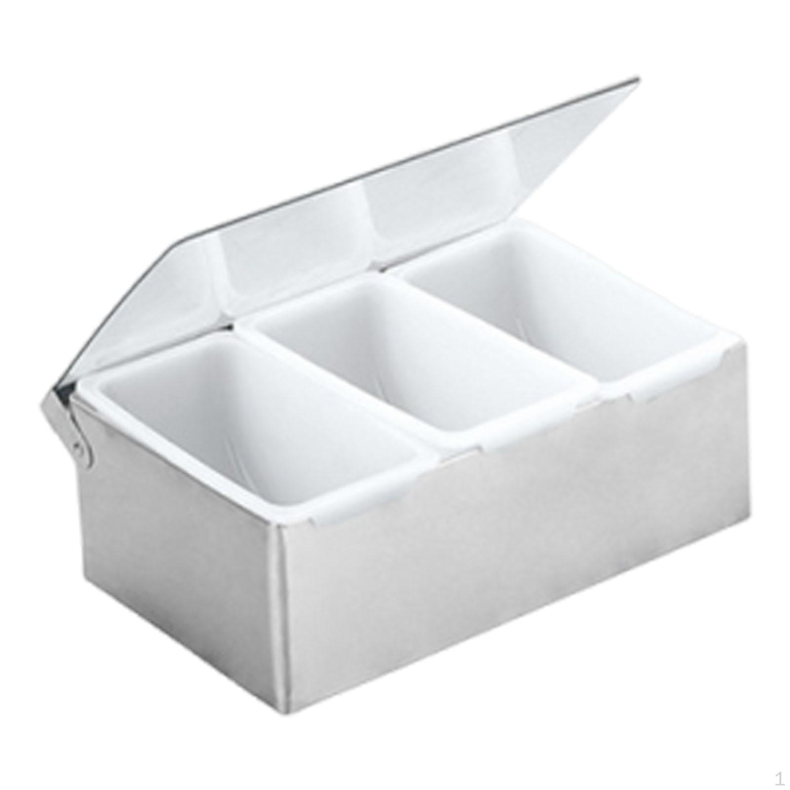 

Container Multi Compartments Accessories Organizer Box Stainless Steel for Home 3 Grid
