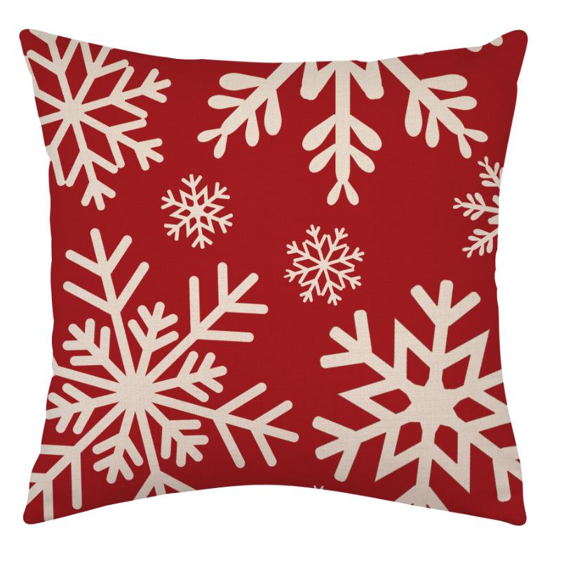 Linen Christmas Lumbar Pillow Cover - Festive Home Decoration Cushion 45x45 cm