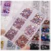 Nail Art Flat Mixed Color AB Porslin Vit Champagne 6 Grid Nail Smycken Stickers DIY Nail Jewelry