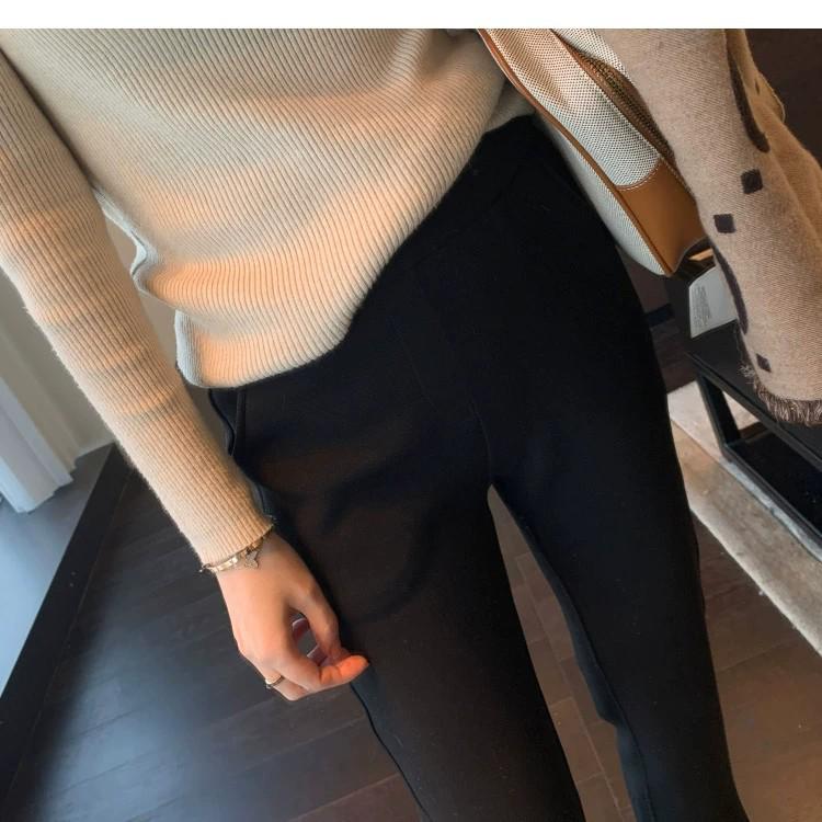 Women's Plus Size Black Velvet Yoga Flare Pants - High Waist, Slimming, Autumn/Winter Outerwear