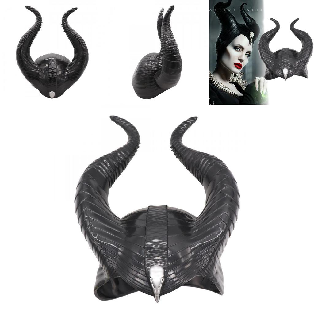Urocza Maska Cosplay Czarownicy Maleficent 2 Władczyni Zła z Uderzającymi Czarnymi Rogami