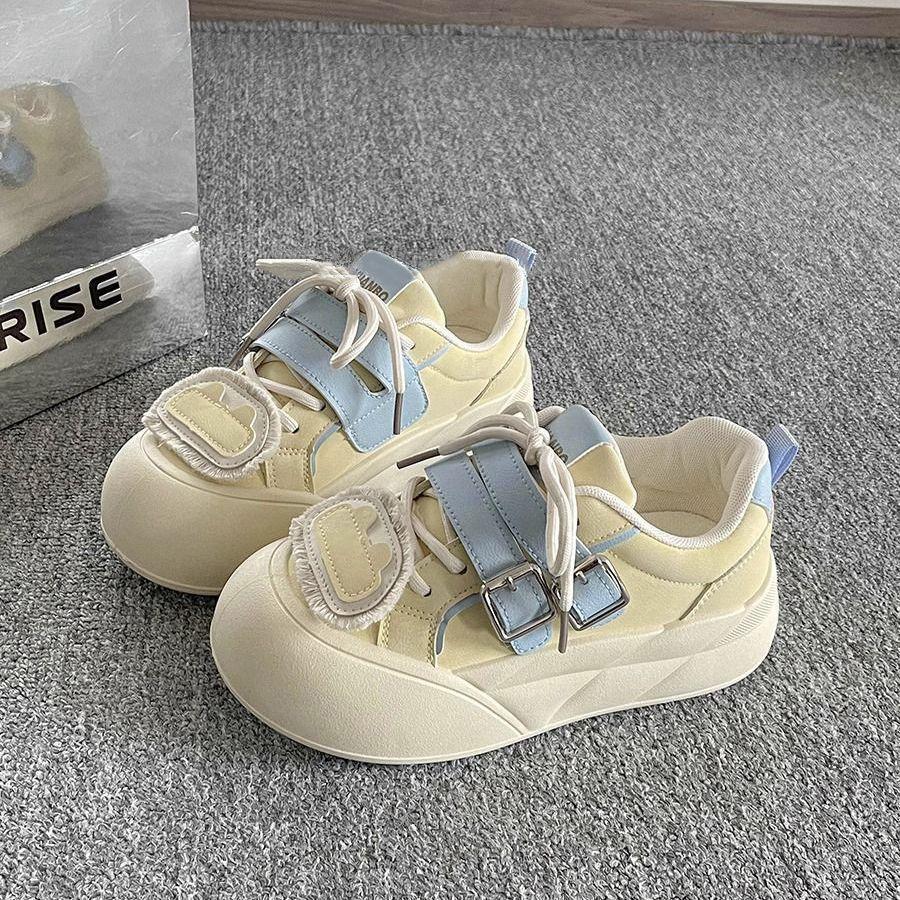 High-value little white shoes women's new niche design sense ugly cute thick-soled round head versatile trendy bread shoes