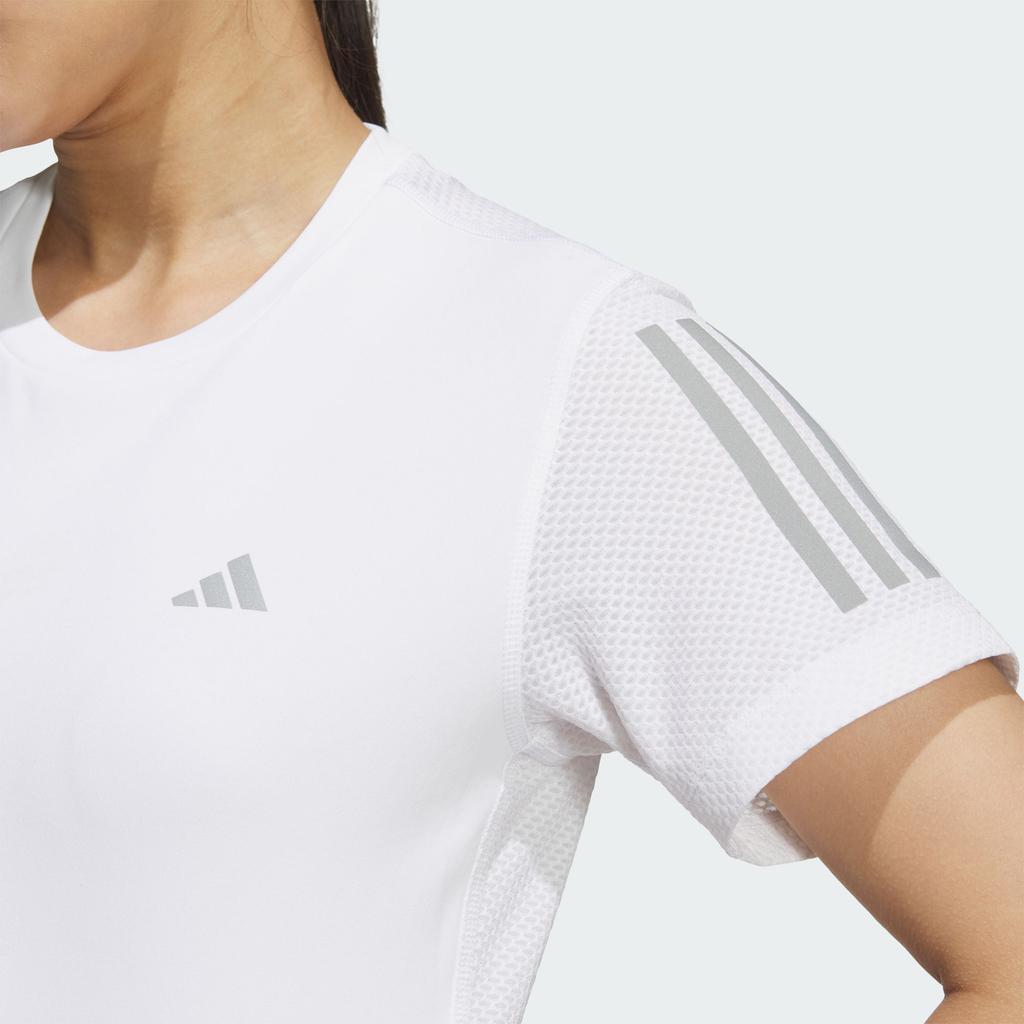 Adidas Own The Run Cooler T-Shirt Color Block Round Neck Short Sleeve Women Tops White JF1476