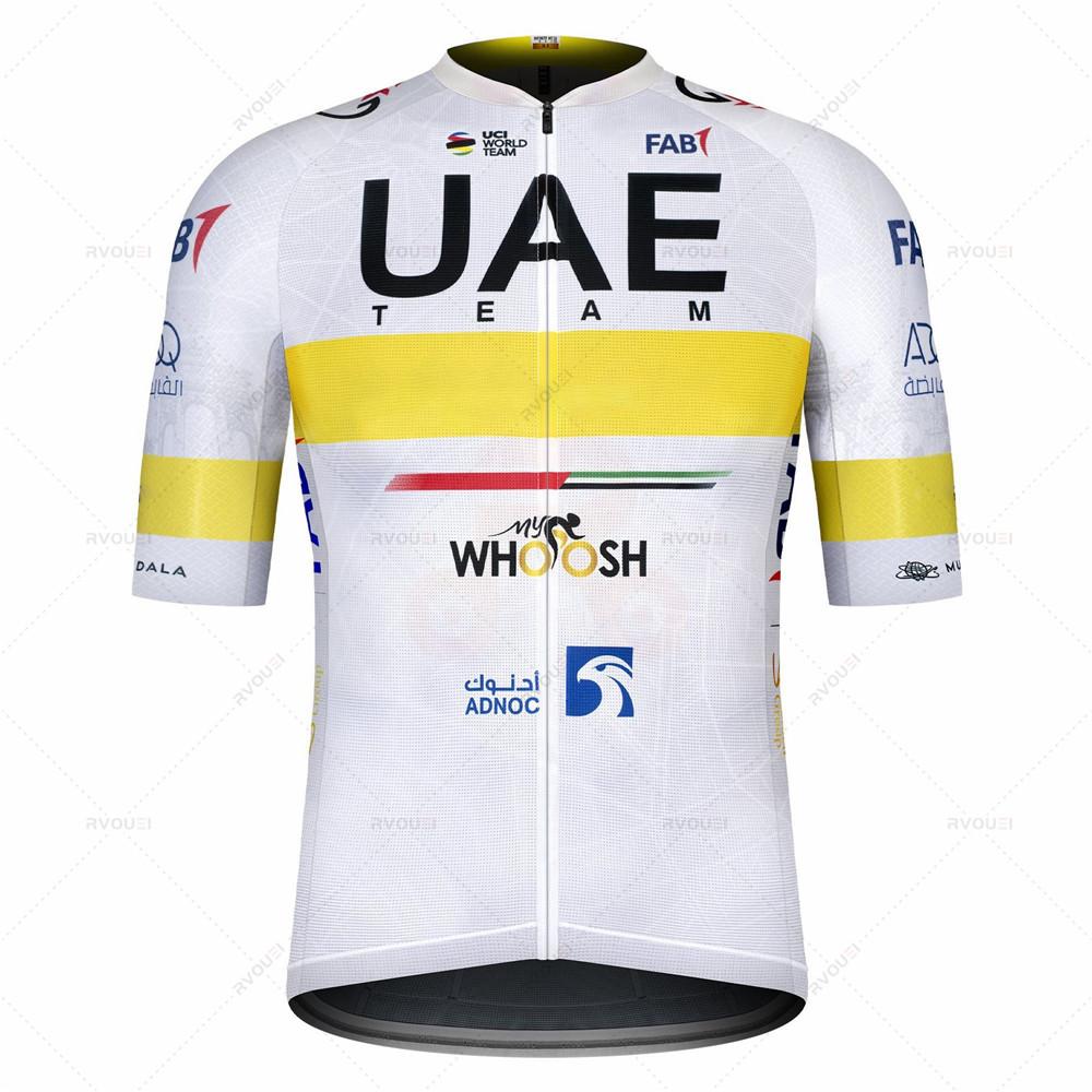 Uae Team Cycling Clothing Set for Men, Bike Clothing, Breathable Anti-UV Bicycle Wear, Short Sleeve Cycling Jersey and Bib Sets