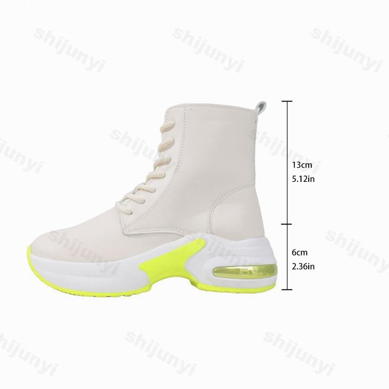 Women's Fashion Color Blocked Lace Up Thick Sole Casual Short Boots  Autumn New Comfortable Versatile Wedge Heel Ankle Boots