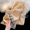 Women's Trendy Loose Corduroy Plaid Wide-Leg Pants for Spring & Autumn