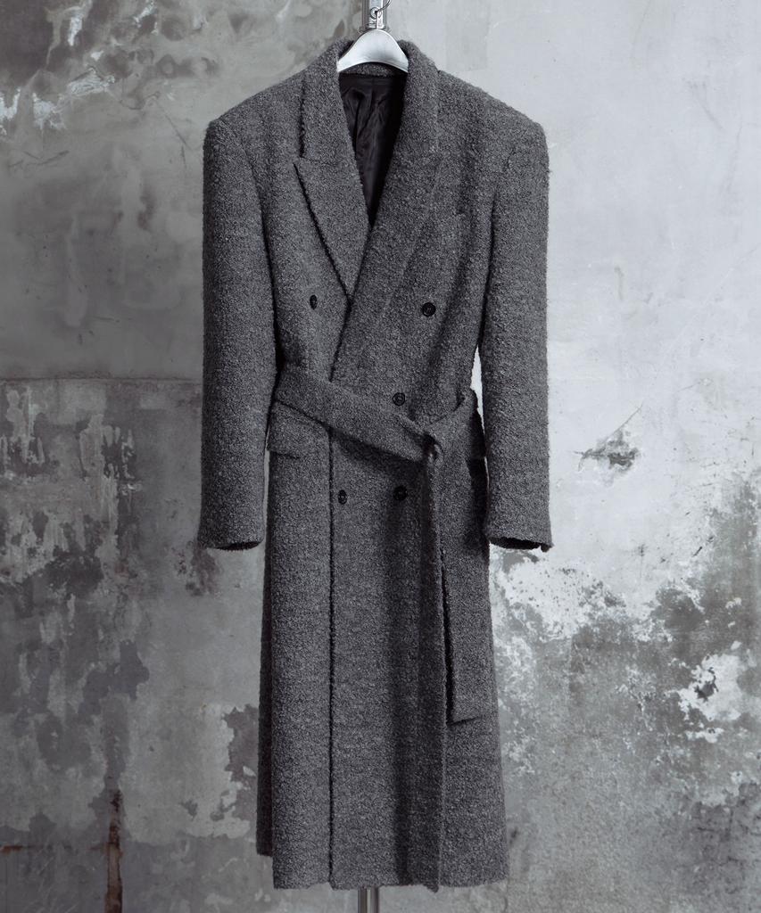 Lanarchive [0089] Boucle Double Long Coat - Grey