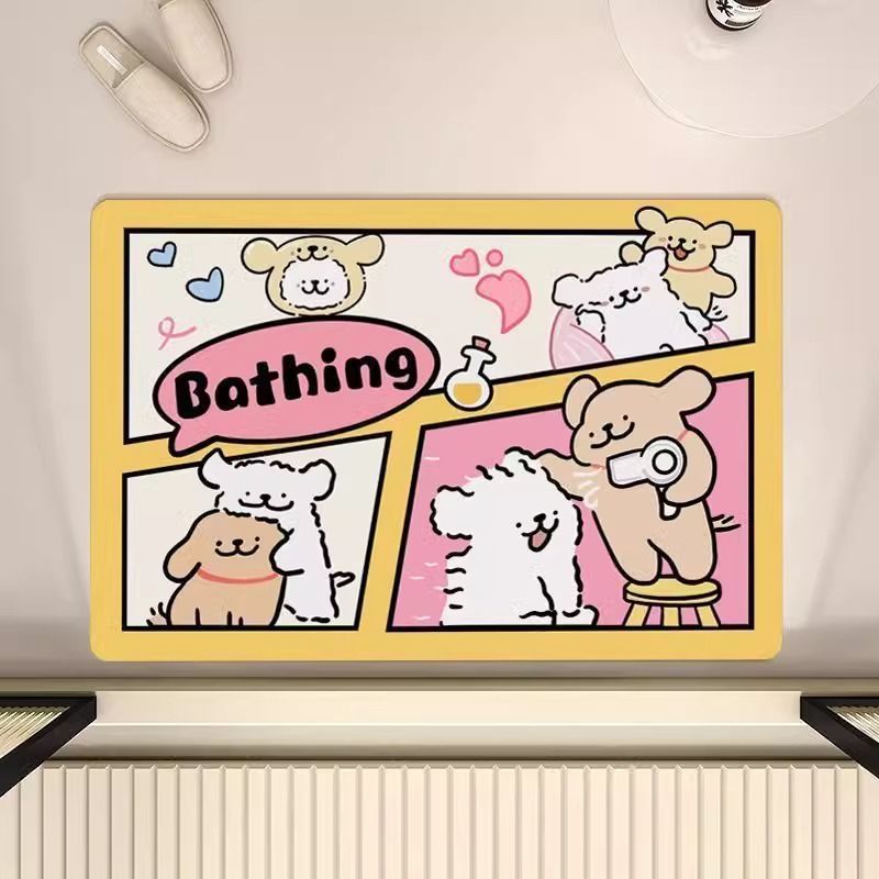 

Килимок для підлоги з діатомової глини у формі лінії цуценя, килимок для ванної кімнати, абсорбуючий килимок для ніг, килимок для вхідних дверей, килимок для туалету 50 * 80cm