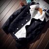 Giacca da Uomo Invernale di Tendenza in Denim di Agnello con Fodera in Velluto - Vestibilità Ampia, Caldo Cappotto di Cotone per Coppie.