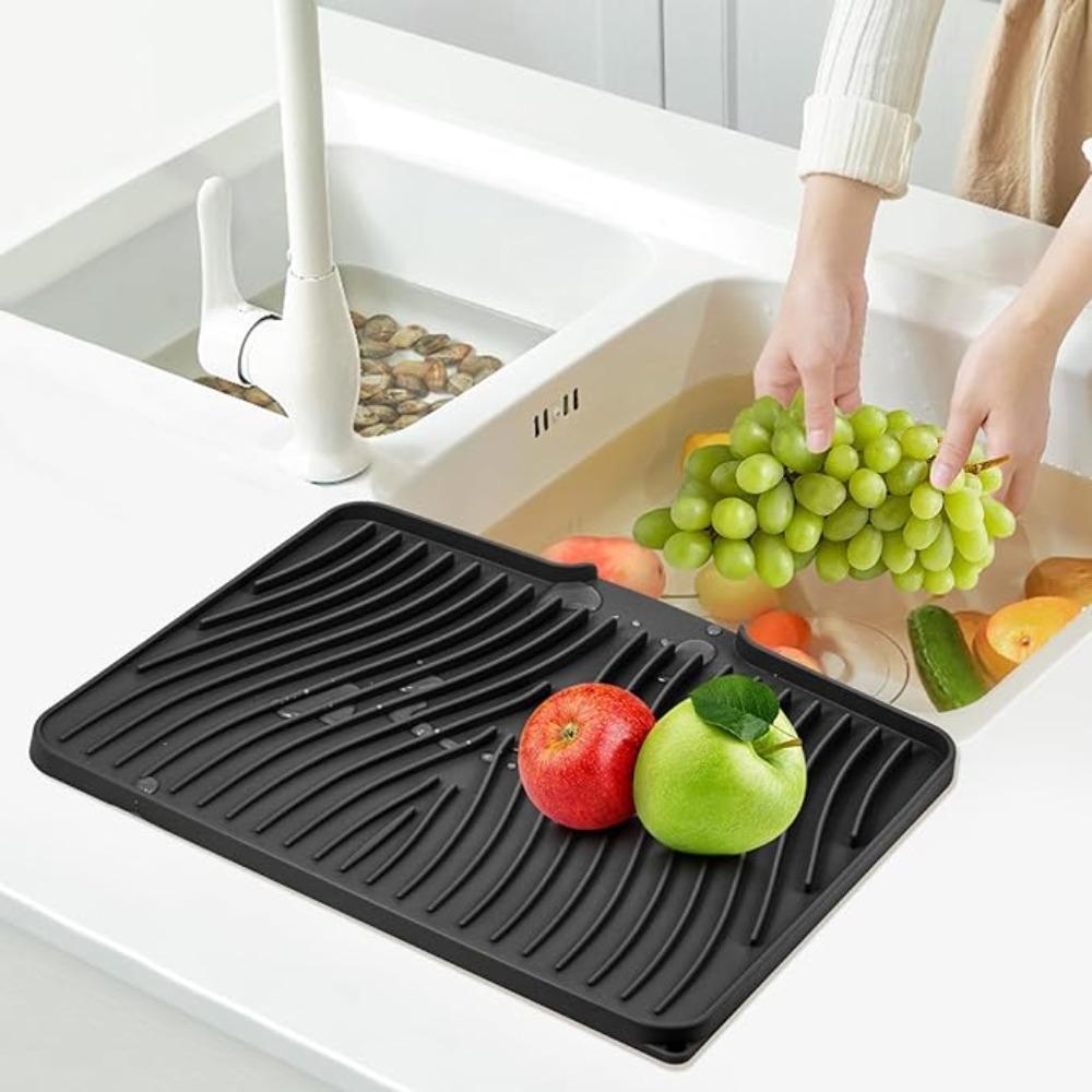 Nonslip Kitchen Dish Drainer Pad Heat Resistant Dish Drying Mat Silicone Draining Board Mat  Home