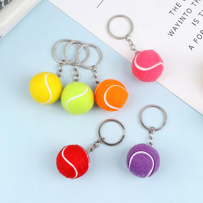 6 Color Key Chain Tennis Ball Metal Keychain Car Key Chain Key Ring sports chain sliver color pendant