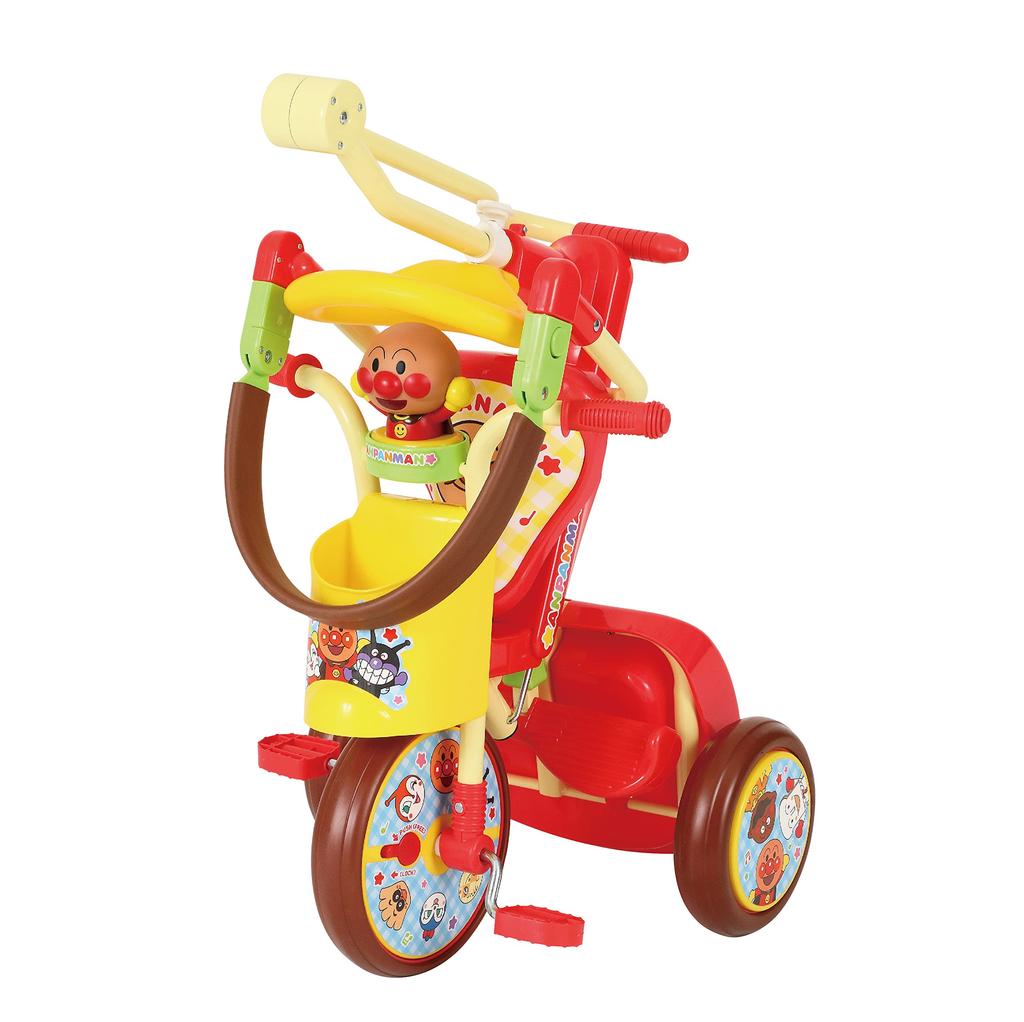 Joy Palette Anpanman Tricycle Anpanman UP3 0213 Kajikiri Push Rod Foldable Compact Free Pedal From years old All-in-One 1.5