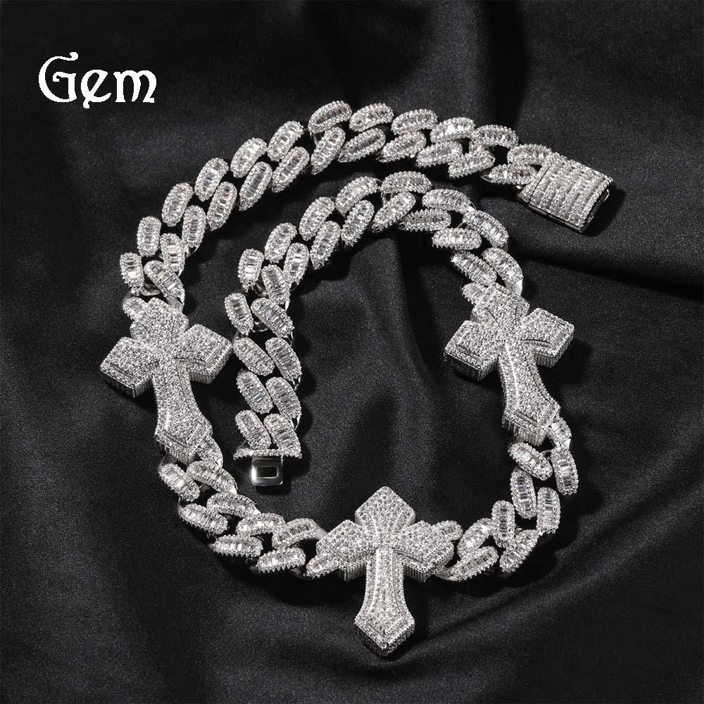 New Fashion Punk Full Diamond Cross Cuban Chain Hiphop Men's Street Dance Cool Neck Chain Tide