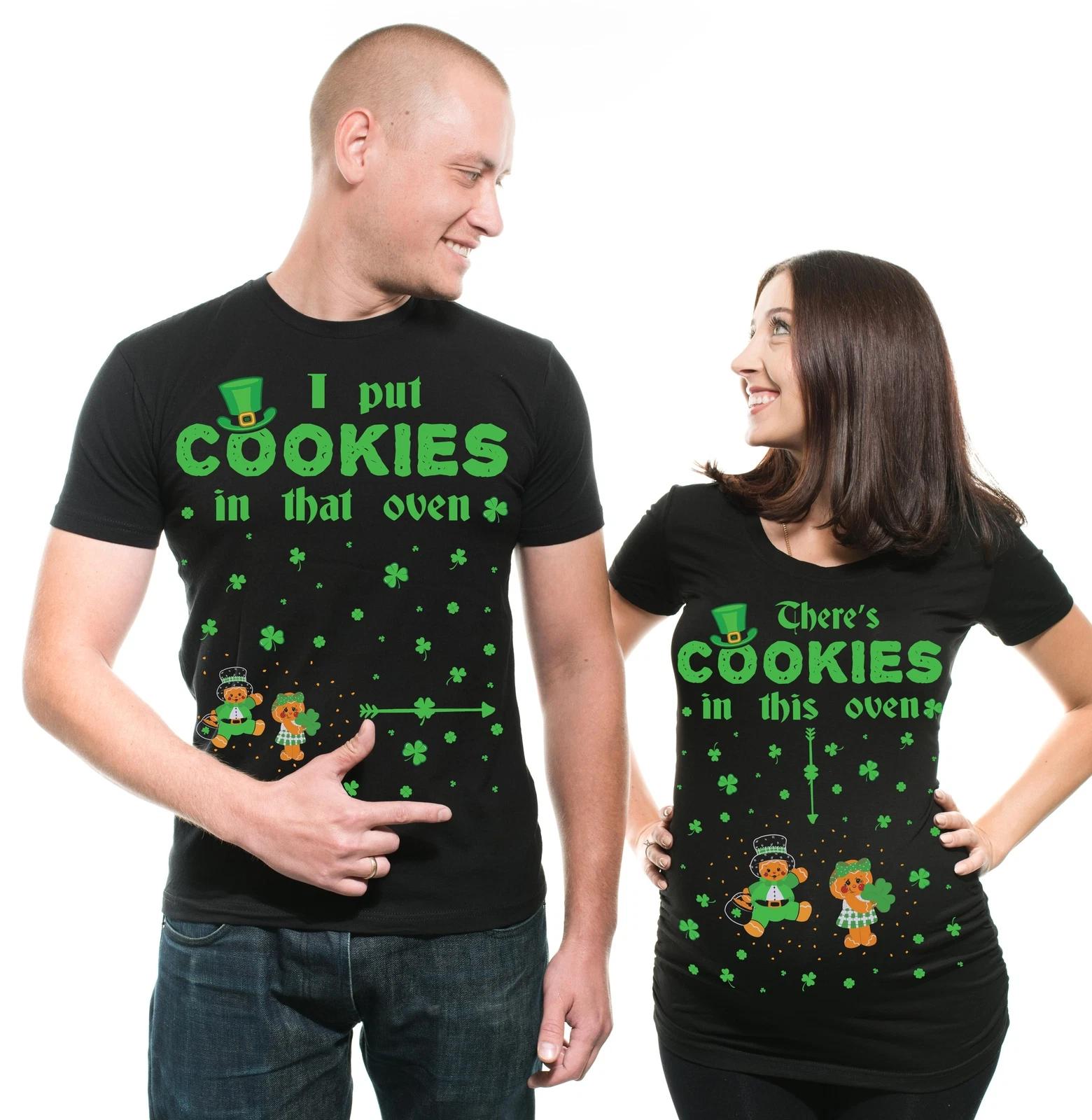 

St Patricks day Couple Maternity Pregnancy Maching T-shirts Baby Girl Irish Tees S