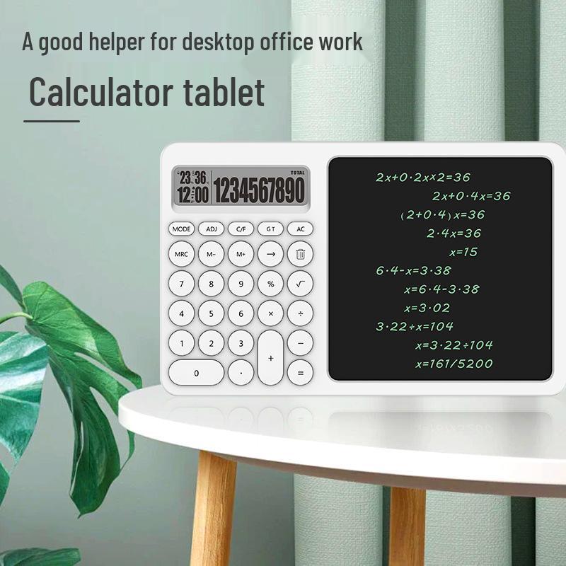 LCD Writing Tablet with Calculator & Stand - Desktop Office Calendar & Message Board