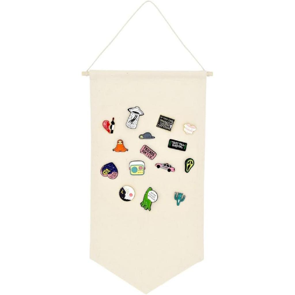 Wall Hanging Brooch Jewelry Storage Case Canvas Display Stand Enamel Pin Display Banner Holder Earrings Necklace Glitter Pin Collection Organizer