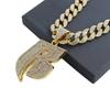Niche Design Personality Hip Hop Style Letter B Full Diamond Alloy Cuban Chain Buckle Cuban Chain
