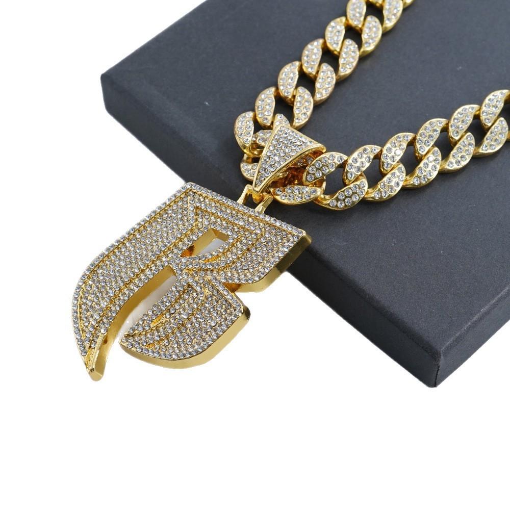 Niche Design Personality Hip Hop Style Letter B Full Diamond Alloy Cuban Chain Buckle Cuban Chain
