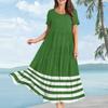 Women's Casual Loose Bohemian Striped Printed Short Sleeve Dress