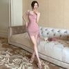 Women's pure desire wind strap bow mesh hip dress