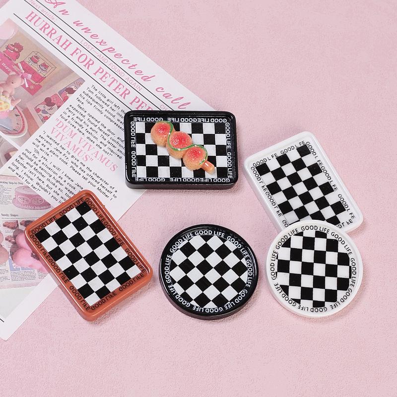 Handmade Resin Accessories: Chessboard Pattern Shoe Buckle, Hairpin, and Jewelry Material Set