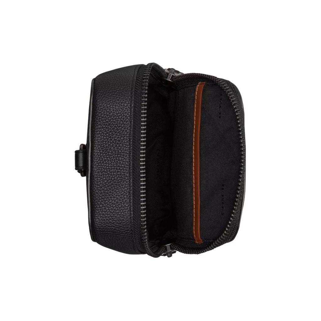 Coach Gotham 13 Reißverschluss Verstellbarer Schultergurt Umhängetasche Poliertes Narbenleder Mini Herren Umhängetasche Schwarz CR849-BLK