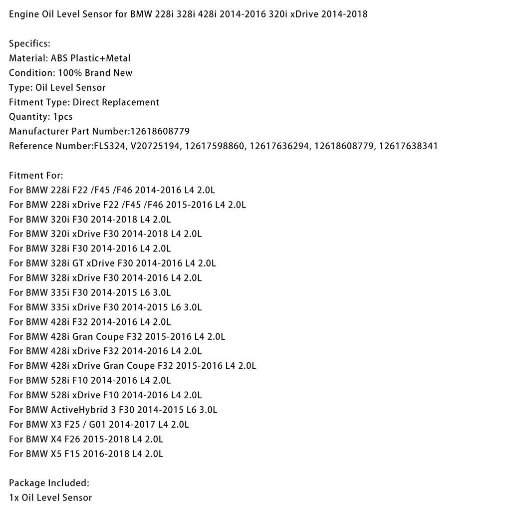 Engine Oil Level Sensor for BMW 228i 328i 428i 2014-2016 320i xDrive 2014-2018