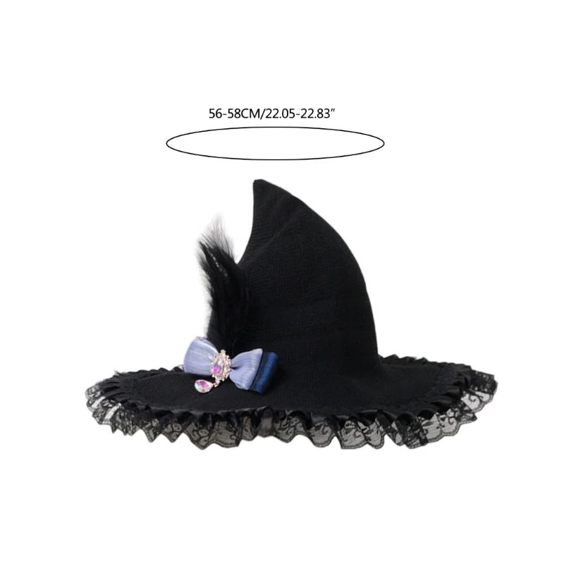 Witch Hat Feathered Witch Pointed Hat Magican Hat Halloween Witch Hat Wizard Hat Masquerad Halloween Witch Costume
