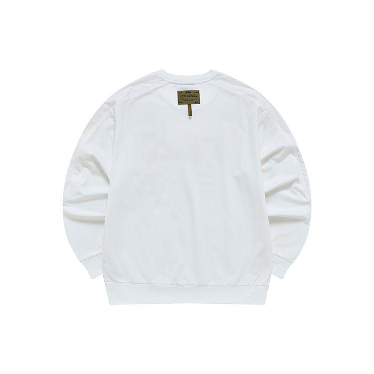 Fila Fusion Large Logo Loose Fit Crewneck Knit Sweatshirt Men sweatshirt White T11M231204FWT