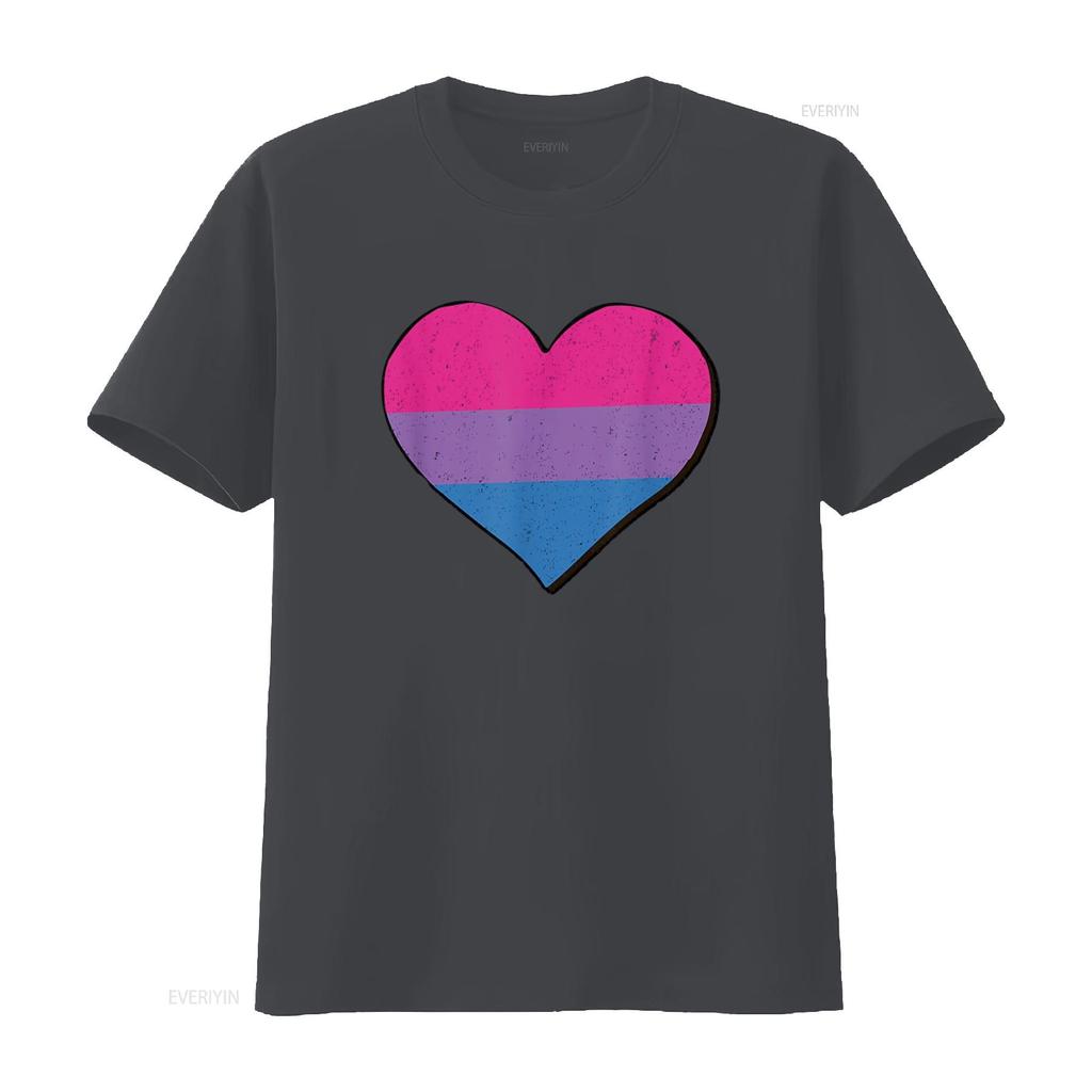 Bisexual Pride Flag Heart Bi T Shirt Vintage Washed Unisex Versatile Streetwear Breathable Designer Clothes Stylish