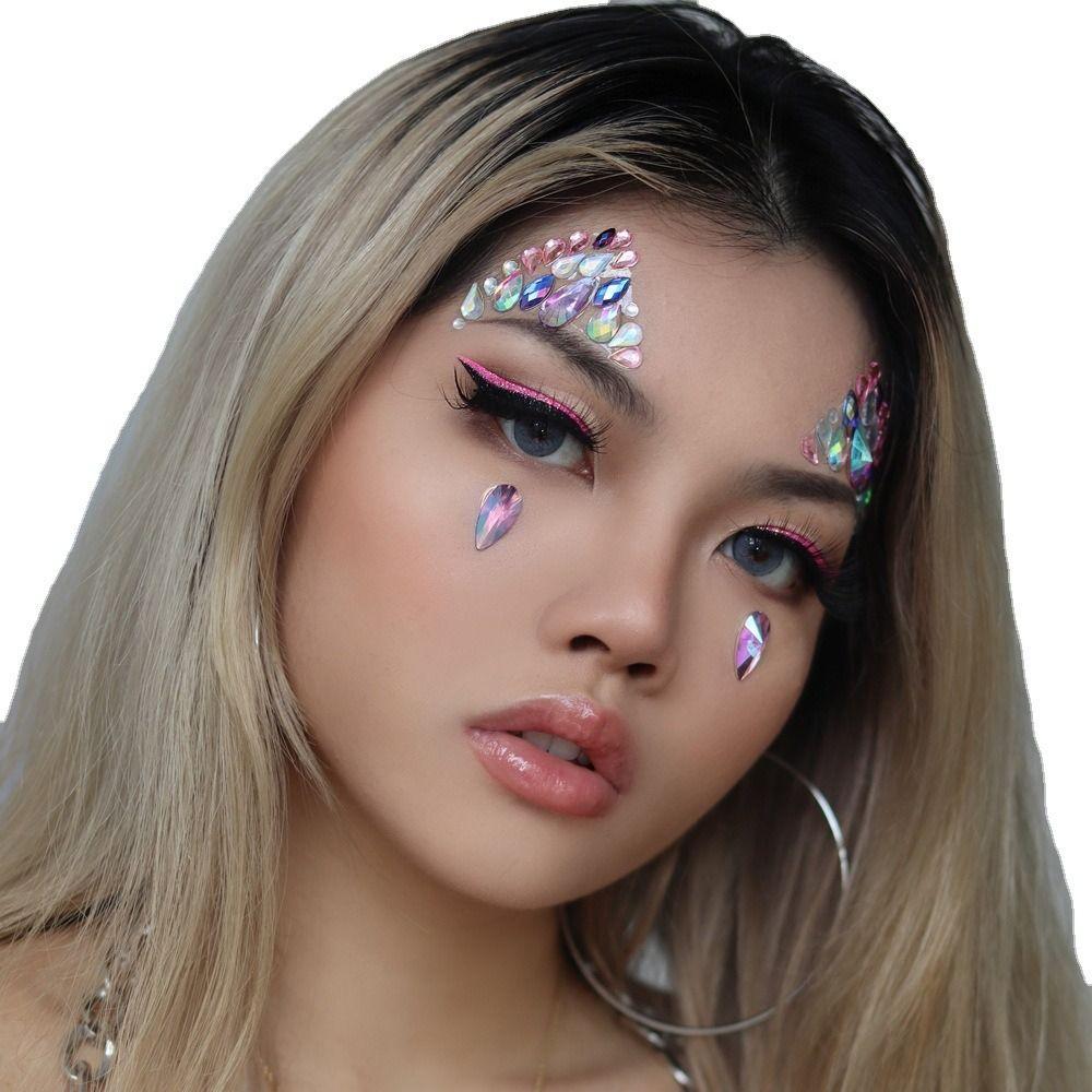 Eyebrow Sticker Face Body Colored Rhinestone Nail Art Charms Temporary Tattoo Face Tattoo Stickers