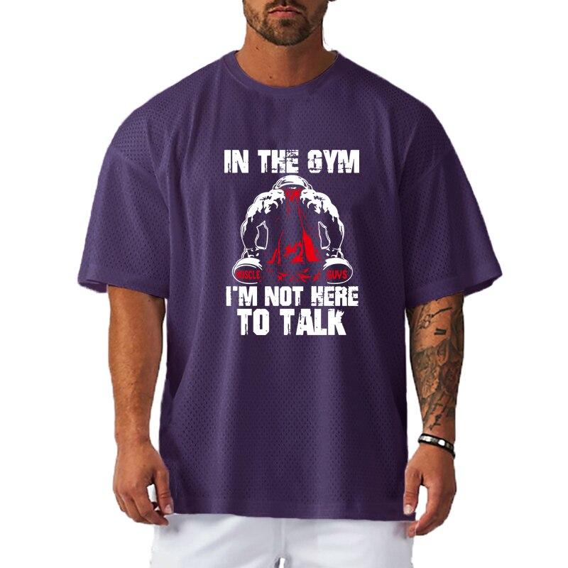 Muscleguys Summer Sports Breathable Short-sleeved O-neck T-shirt Men's Thin Mesh Quick-drying Fitness Bodybuiling Polyester Tees