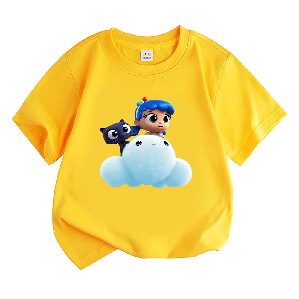 

100% Cotton True and The Rainbow Kingdom Children s T-shirt Cute Cartoon Anime Print Kids Tops O-neck Comic Tees Toddler Summer 160 жовтий