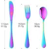 Flatware Silverware Sets, 6pcs 18/8 Stainless Steel Cutlery Serving for 2, BPA-free Self-feeding Safe Utensils, Mirror Polished (Rainbow)