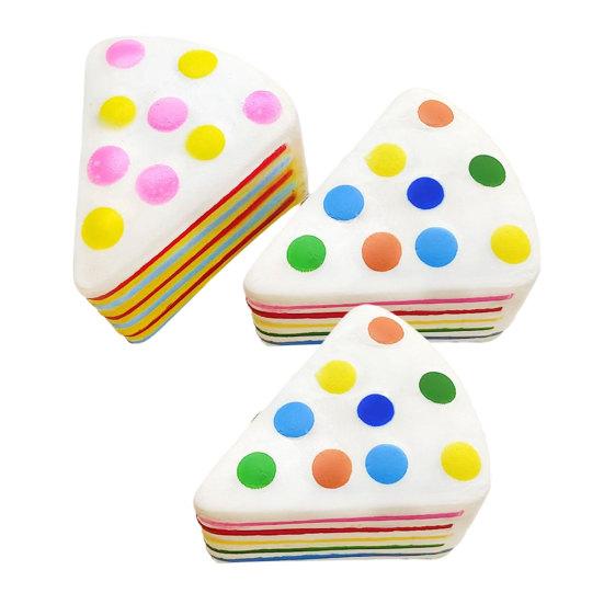 Rainbow Cake Squeeze Toy Slow Rising Fidget Sensory Toy Simulation Cream Cake Slice Soft Stress Relief Toy for Kids Adults Birthday Gift Party Favors