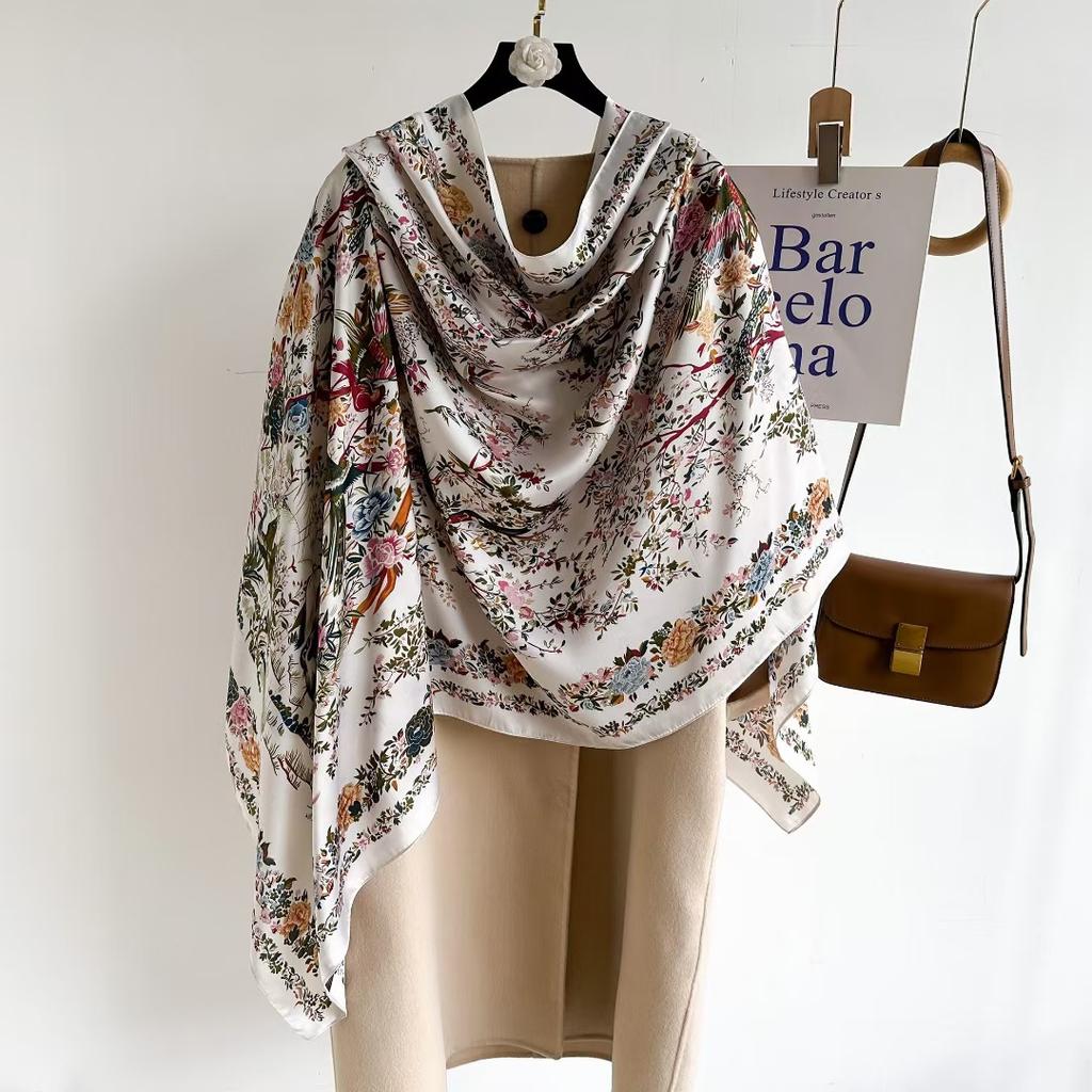 Hangzhou Silk Silk Scarf Autumn and Winter Shawl Two-purpose Thin Style Versatile Fashion New High-end High-end Exterior Matching