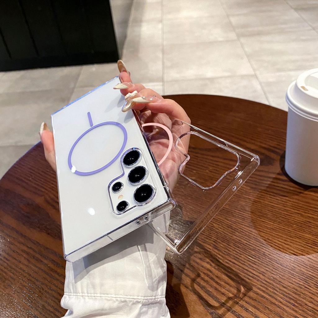 Suitable for Samsung High Magnetic Suction PC Large Hole Full Inclusive S25ULTRA Mobile Phone Case Simple S24PLUS FE