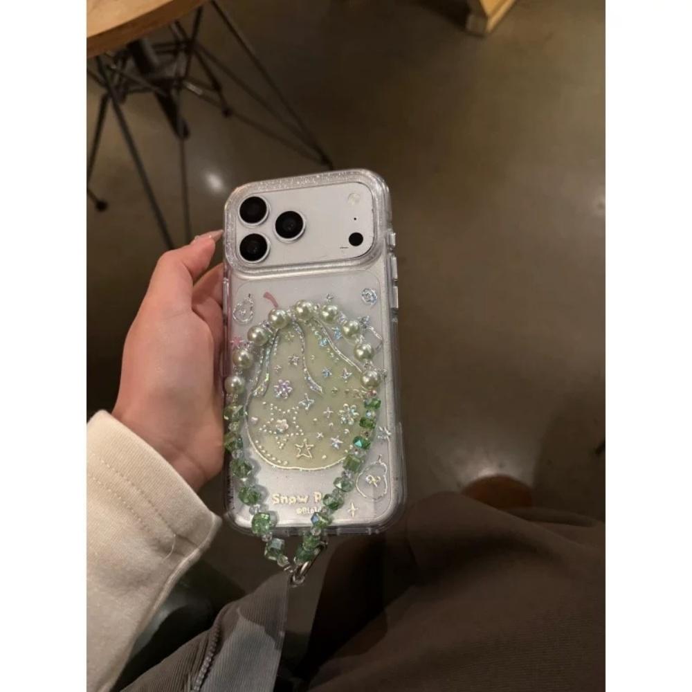 Ins Koreanische Laserbogen Grün Birne für iPhone17promax Apple 16pro Handyhülle 15 Damen ins Stil Kristall Mode Schutzhülle