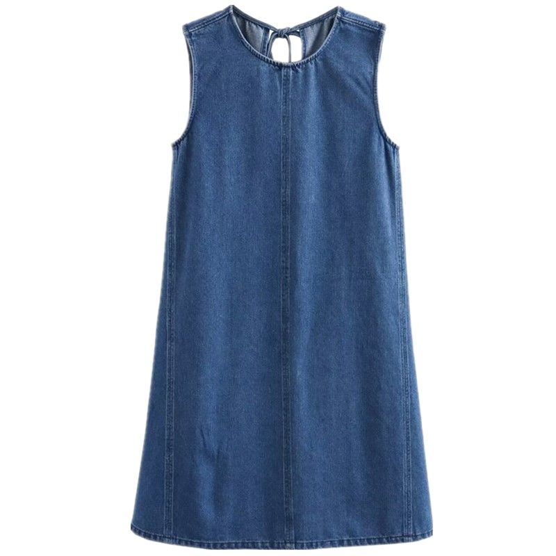 Fashion Style 2024 Summer New Arrival Women's Clothing Straight-leg Slim Looking All-Match Stitching Denim Dress 1227717001