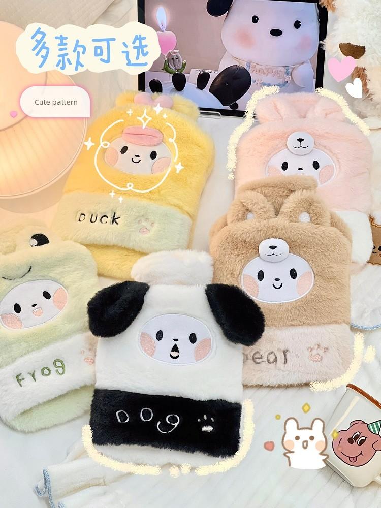 Hand-Tucking Hot Water Bag Winter Stuffed Water Injection Hand Warmer Student Portable Cartoon Cute Furry Hot-Water Bag Female