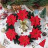 Rot 7 Gabeln 32cm Weihnachtsblumen Brautstrauß Hochzeit Weihnachtsdekoration Heimparty Vasen Dekoration Künstliche Blumenstrauß