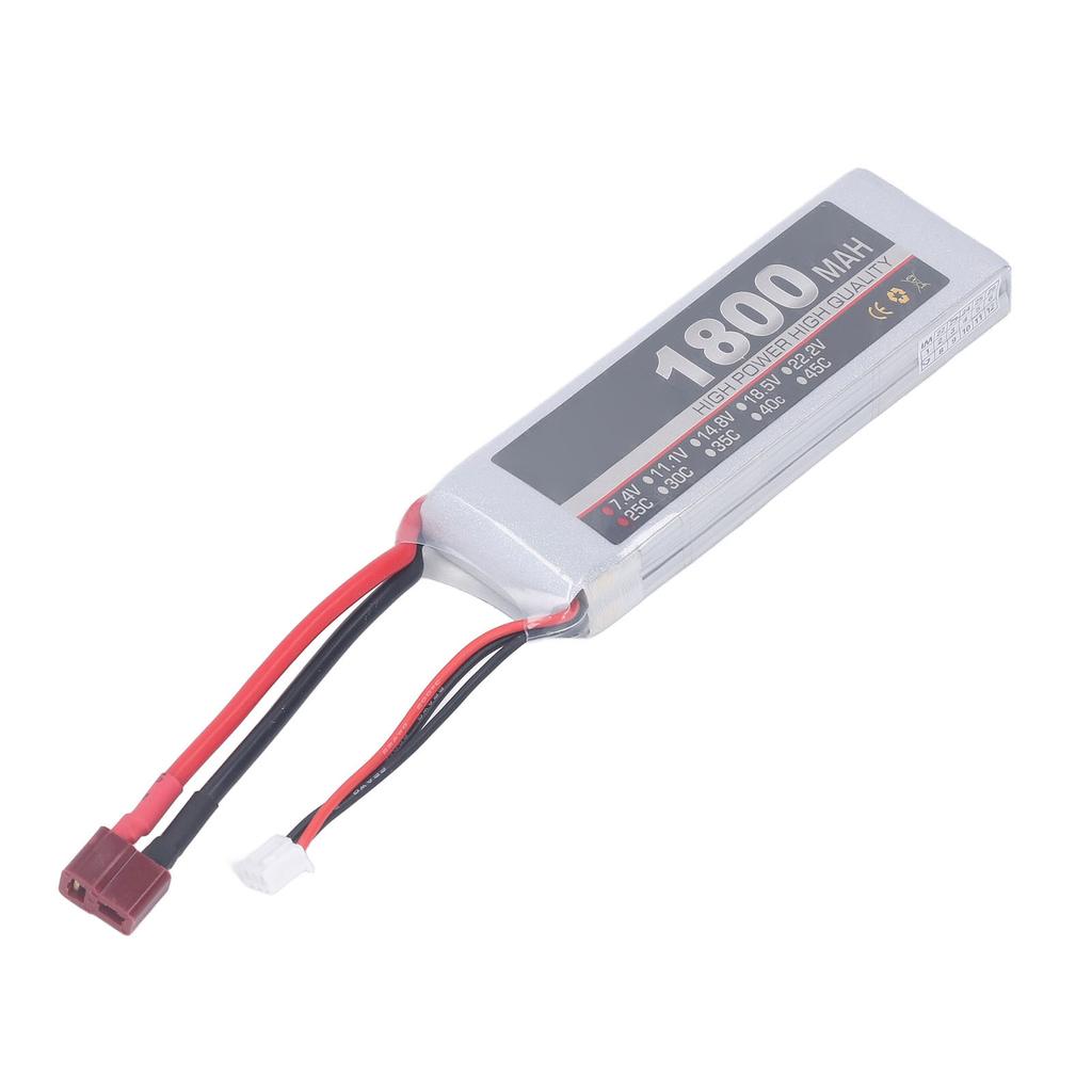RC LiPo Battery 7.4V 2S 1800mAh 25C Rechargeable Lithium Polymer LiPo Battery Pack for RC Car