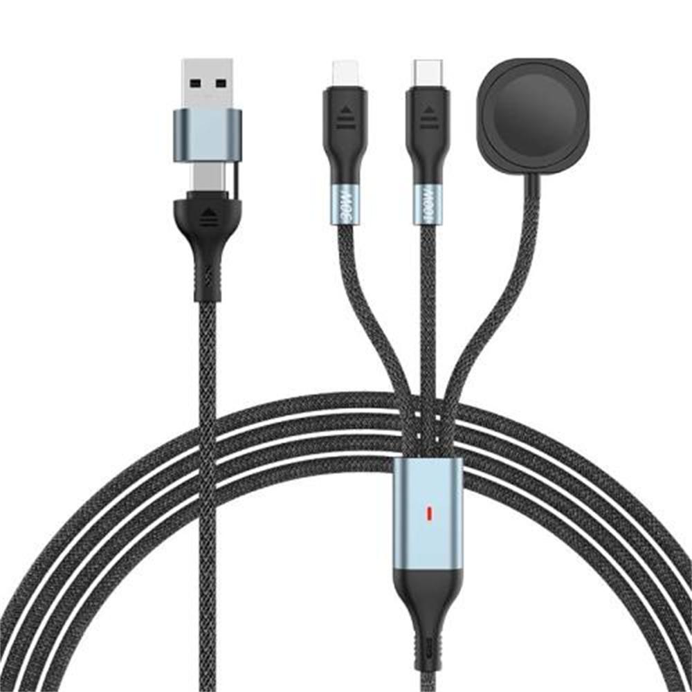 2m 2 In 1 USB A/Type-C To USB C/8 Pin/for Apple Watch Charger Dock PD 100W Fast Charging Cable