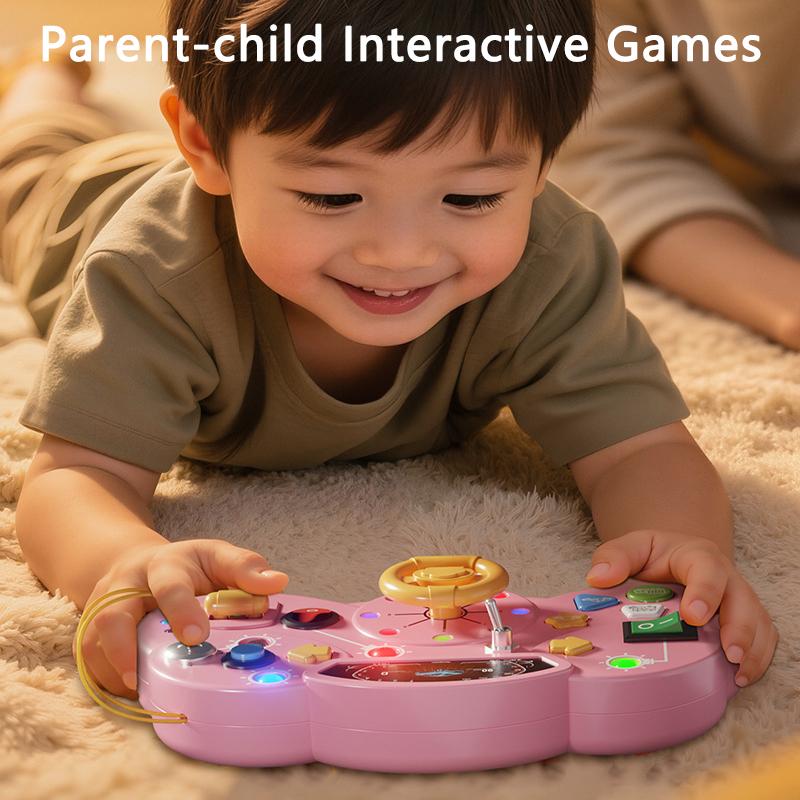 Steering Wheel Busy Board Montessori Toys Toddlers LED Light Switch Sensory Games Early Education Learning Baby Travel Toys Gift