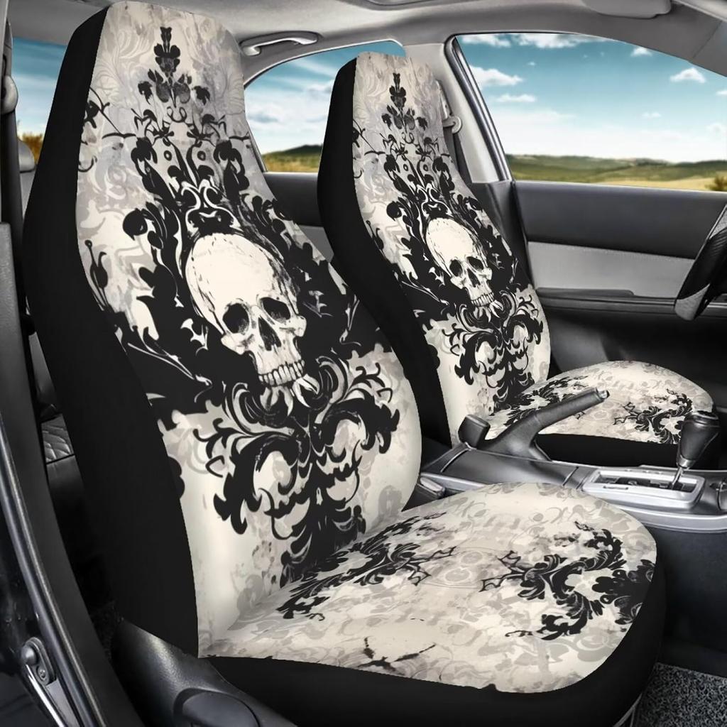 Gothic Skull Car Seat Covers Front Seat Protectors Automotive Seat Covers For Cars Trucks And Suvs Set Of 2 Auto